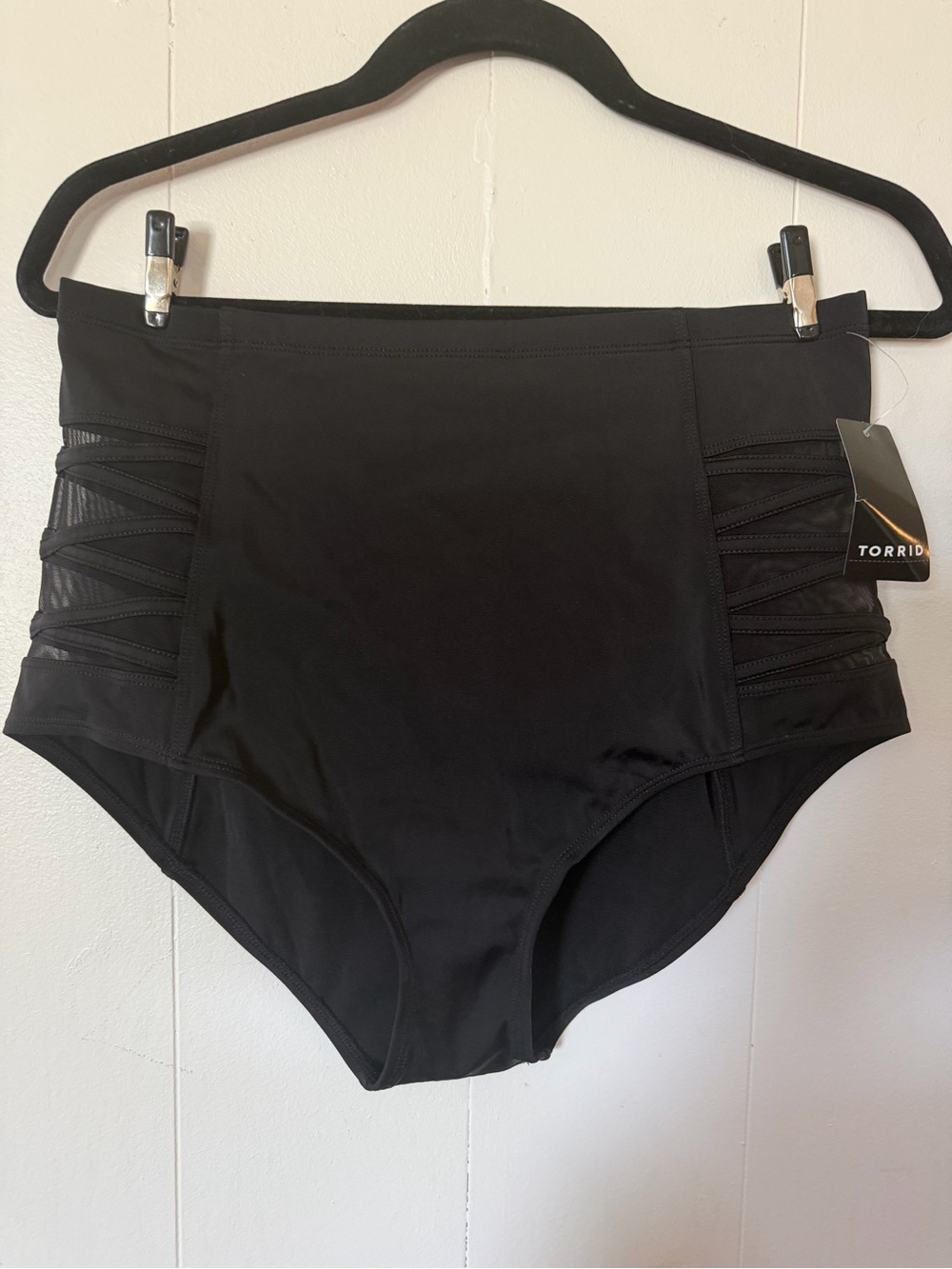 torrid Black Lattice-Side High Waist Swim Bottoms
